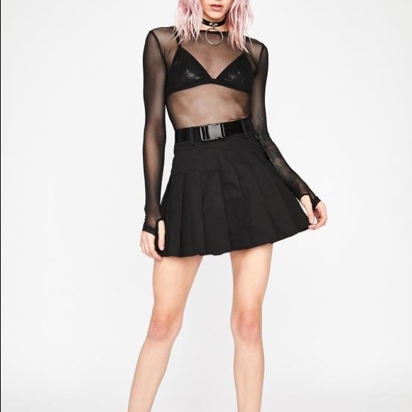 DOLLS KILL - CURRENT MOOD - Devious High Security utility Skirt in Black - Picture 4 of 8